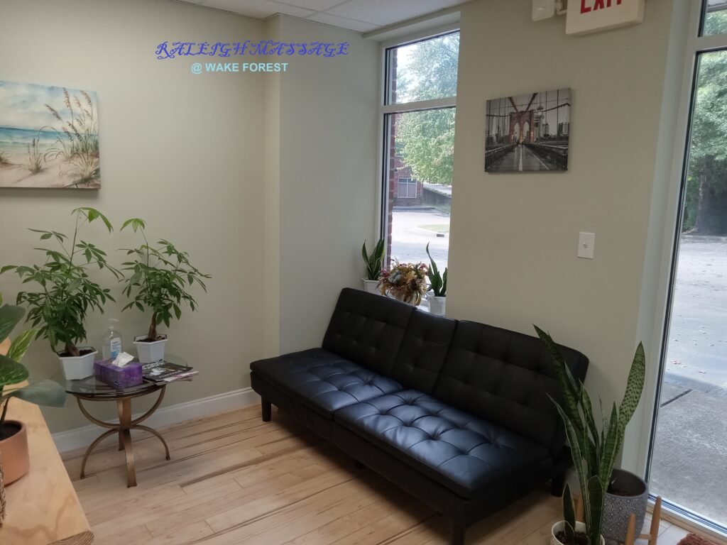 waiting area in Raleigh Massage Spa at Wake forest